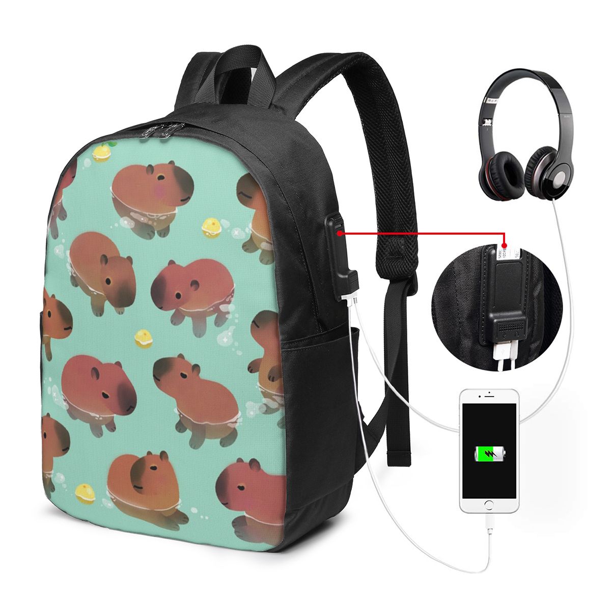 Laptop Bag - Plecak z motywem kapibary, torba podróżna